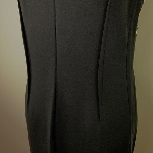 Rickie Freeman for Teri Jon B/W Embroidered Faux Leather Sheath Dress 10 - Picture 11 of 13